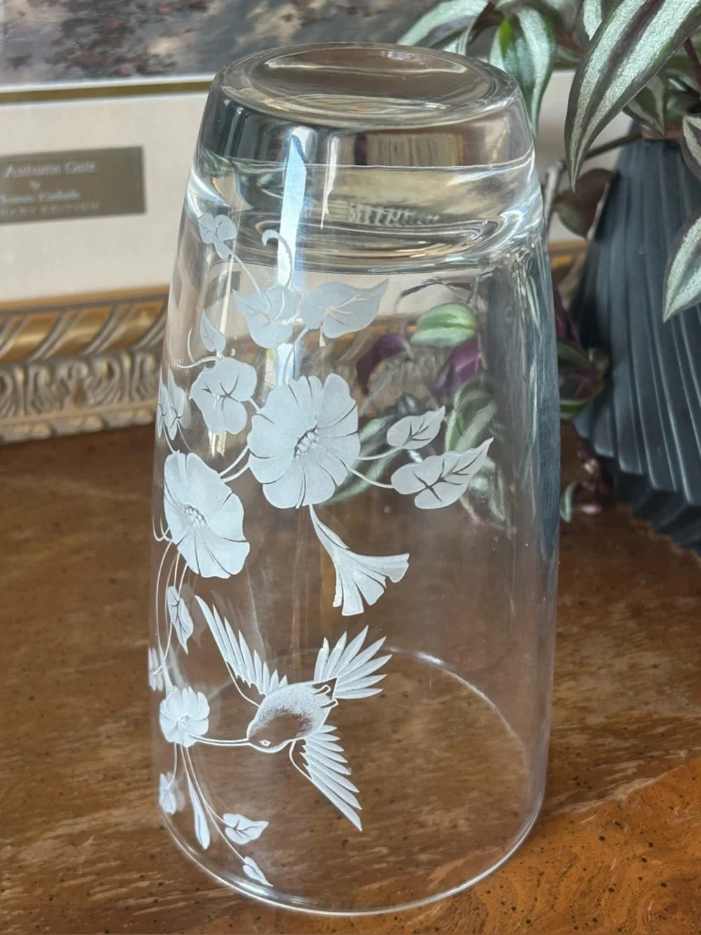 Vintage Avon Fostoria Lead Crystal Hummingbird Vase - Picture 9 of 11